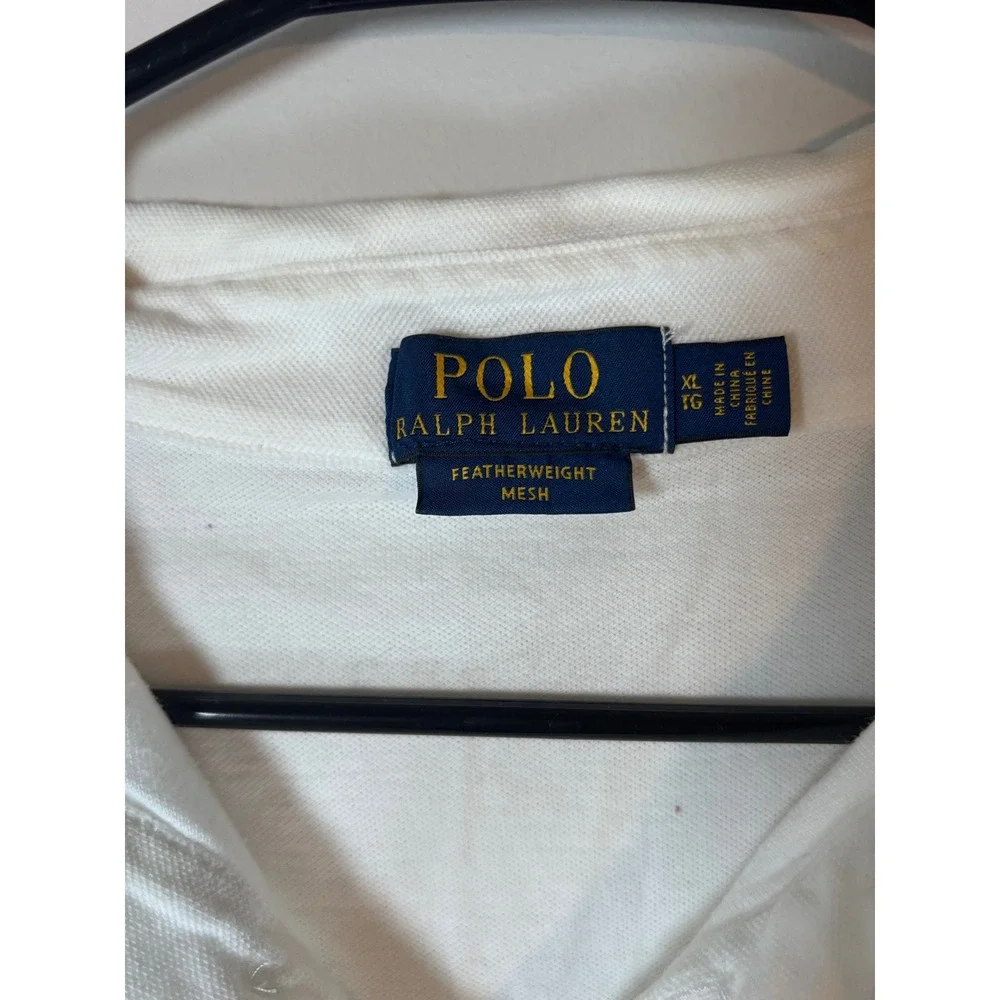 Polo Ralph Lauren Mens XL White Featherweight Mesh Short Sleeve Polo Shirt Pony